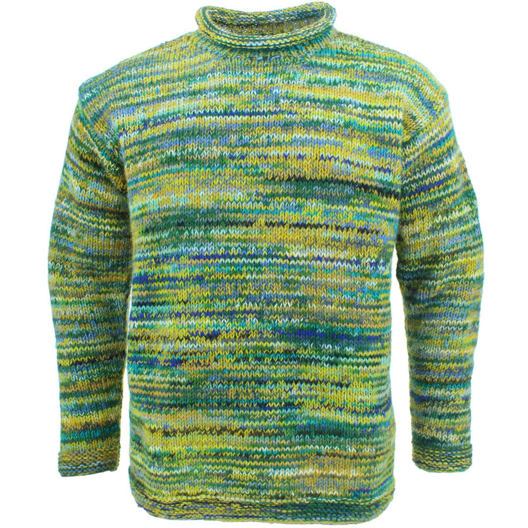 Chunky Wool Knit Space Dye Jumper - Chartreuse Yellow