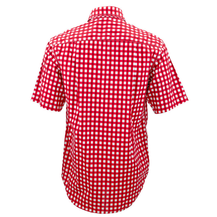 Regular Fit Short Sleeve Shirt - Gingham Check - Red