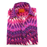 Tailored Fit Short Sleeve Shirt - Purple & Pink Abstract