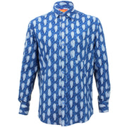 Regular Fit Long Sleeve Shirt - Blue with White Feathers