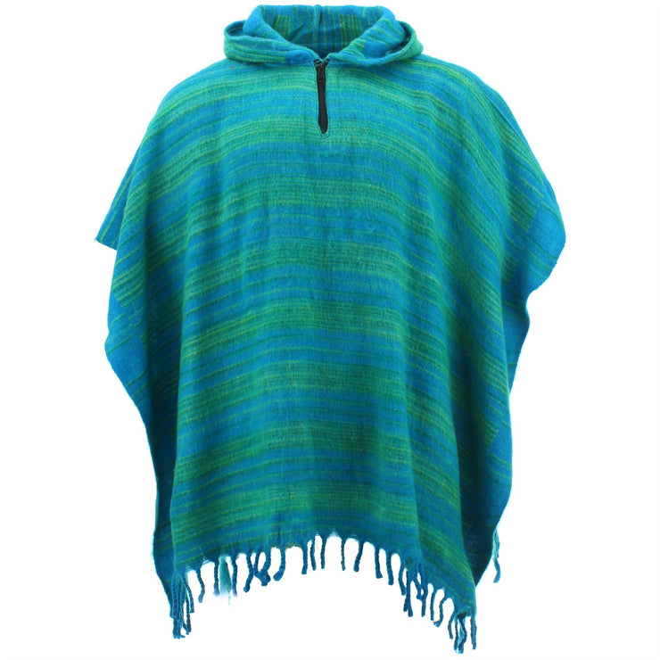 Hooded Square Poncho - Turquoise