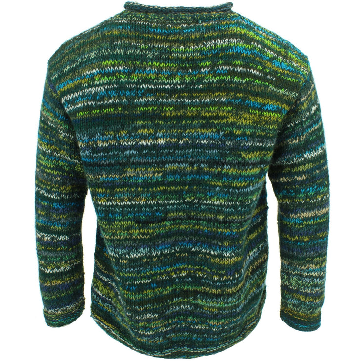 Chunky Wool Knit Space Dye Jumper - Pine Green