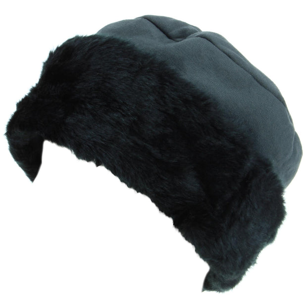 Ladies Jersey Hat with Faux Fur Cuff - Grey