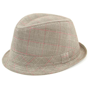 Enkel bomulds tweed trilby hat - Brun