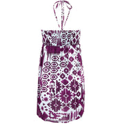 Halterneck Wrinkle Dress - Purple Aztec