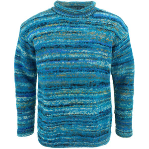 Chunky uldstrik space dye trøje - himmelblå