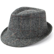 Tweed Trilby Fedora Hat - Dark Grey