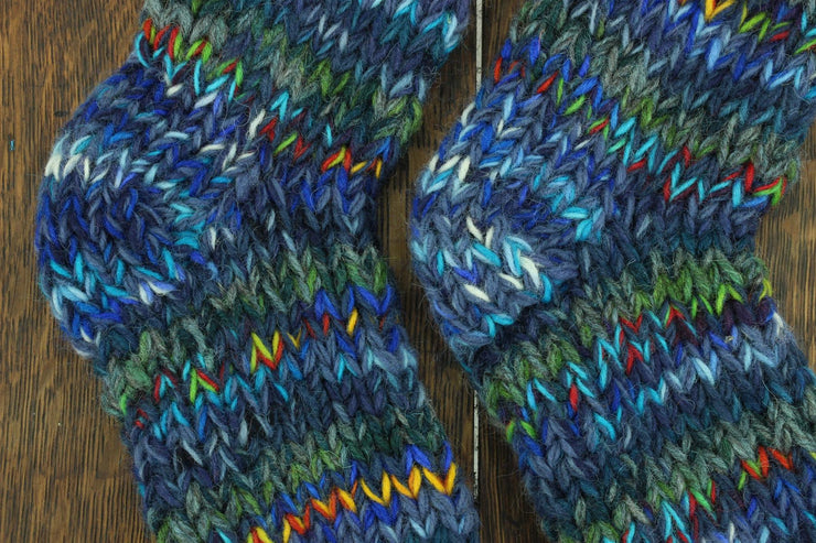 Hand Knitted Wool Ankle Socks - SD Dark Blue Mix