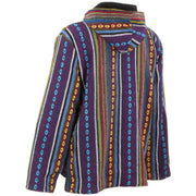 Fleece Lined Woven Zip Hoodie - Purple, Red & Yellow