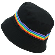 Canvas Bucket Hat - Black Rainbow Stripe