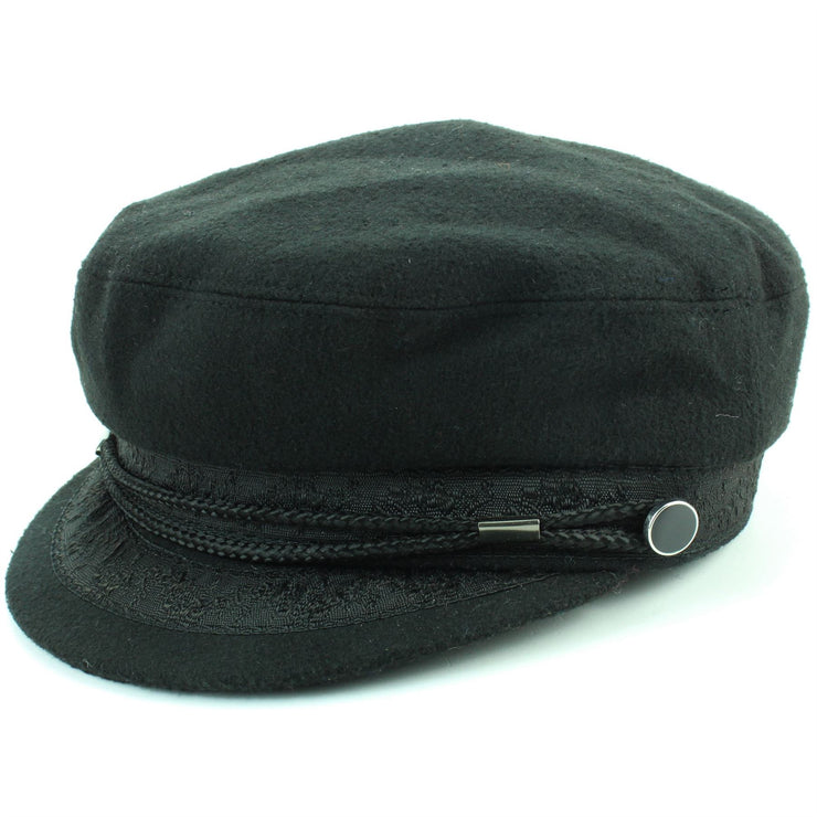 Embroidered Captain's Breton Cap - Black