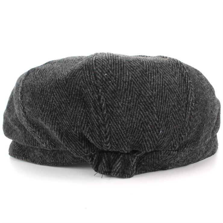 Wool Tweed Gatsby Newsboy 8 Panel Flat Cap Hat - Grey