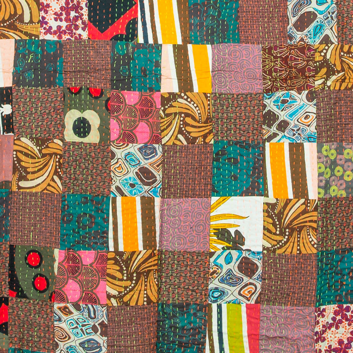 Handmade Patchwork Batik Printed Throw - Cedar