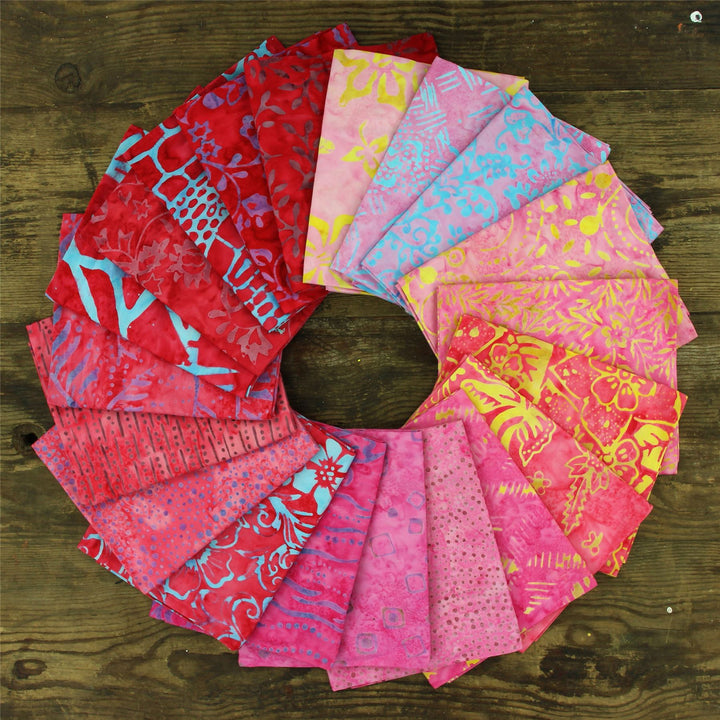 Cotton Batik Pre Cut Fabric Bundles - Fat Quarter - Love & Pink