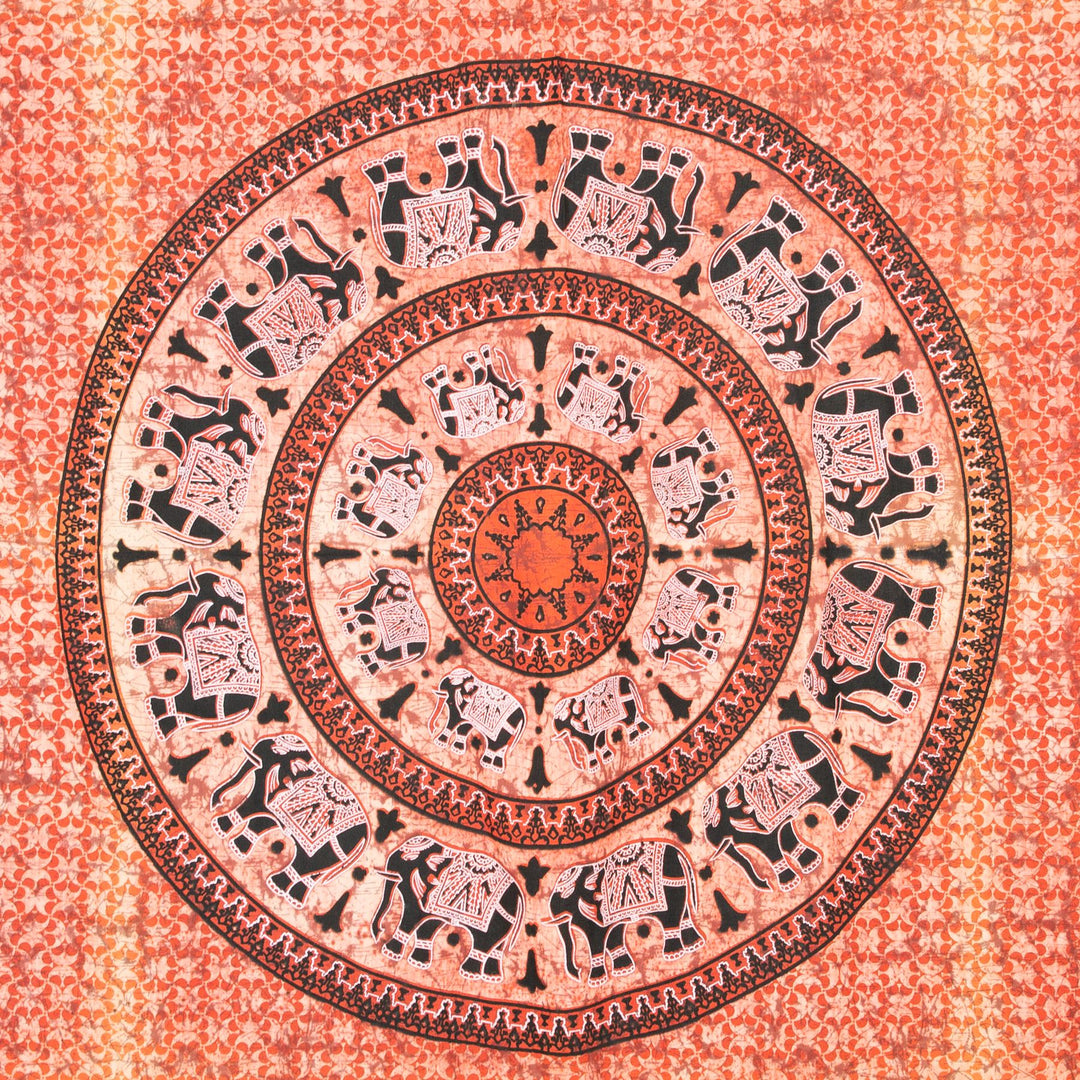 Block Printed Mandala Wall Hanging - Fire