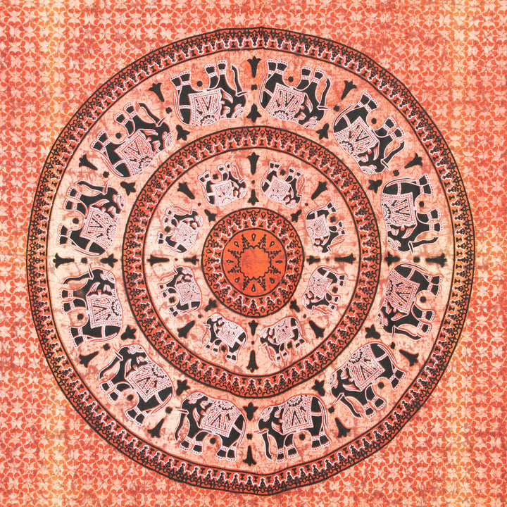 Block Printed Mandala Wall Hanging - Fire