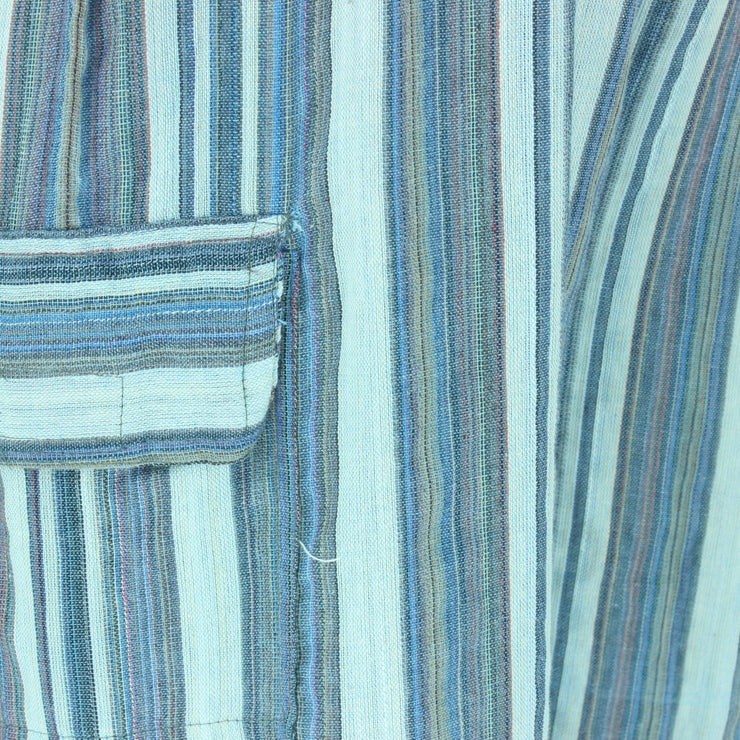 Striped Cotton Cargo Trousers Pants - Light Blue