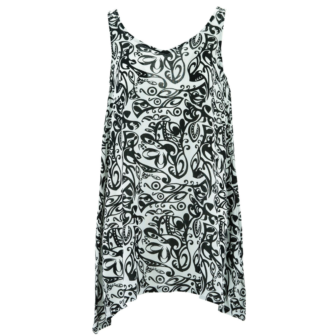 Floaty Asymmetrical Summer Dress - White Trellis