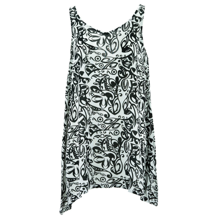 Floaty Asymmetrical Summer Dress - White Trellis