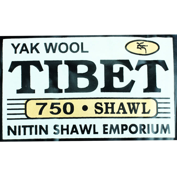 Tibetan Wool Blend Shawl Blanket - Navy with Green & Red Reverse