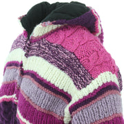 Chunky Wool Multi Knit Hoodie - Pink