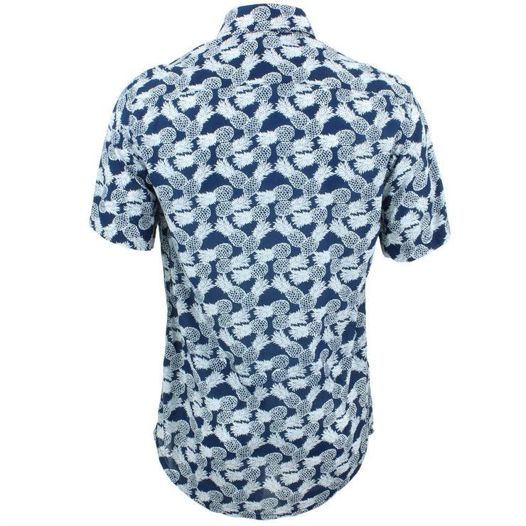 Tailored Fit Short Sleeve Shirt - Blue Pineapples