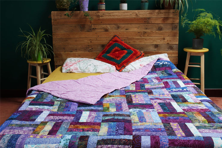 Handmade Quilted Patchwork Batik Printed Bedspread