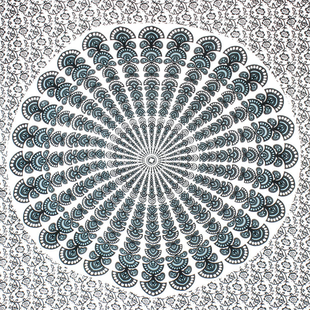 Viscose Rayon Sarong - Mandala - White & Black