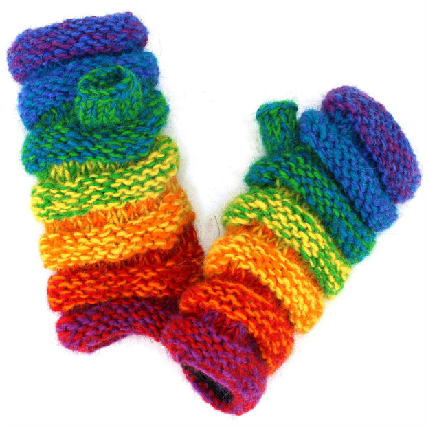 Wool Knit Arm Warmer - Ruched - SD Shredded Rainbow