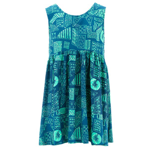 The Shroom Dress - Blue Retro Geometric