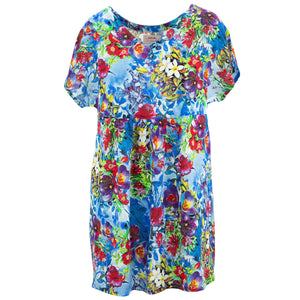 Robe courte droite Lolo - fleurs brillantes