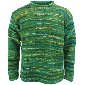 Grob gestrickter Space-Dye-Pullover aus Wolle – Kleeblattgrün