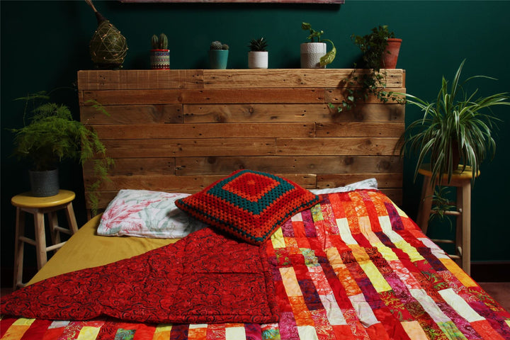 Handmade Quilted Patchwork Batik Printed Bedspread