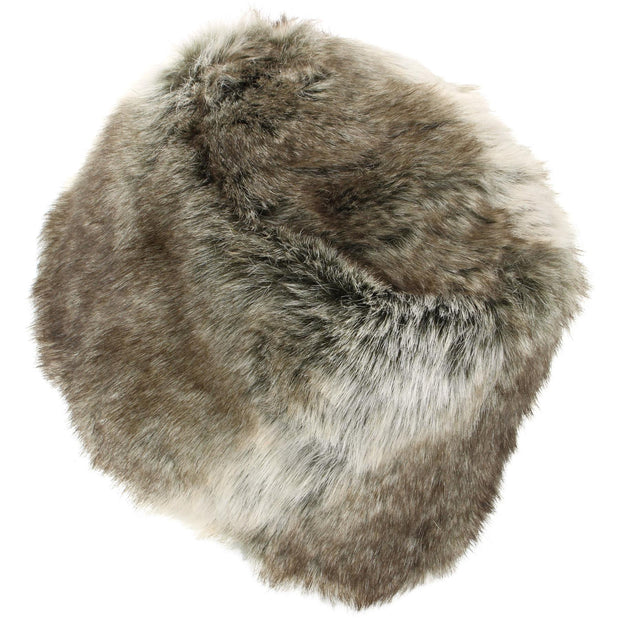 Ladies 2-Tone Brown Faux Fur Pill Box Hat