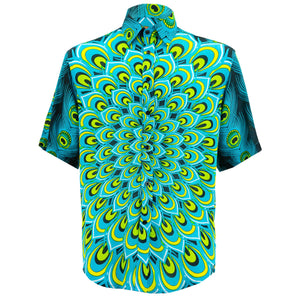 Chemise à manches courtes coupe classique - mandala paon - turquoise