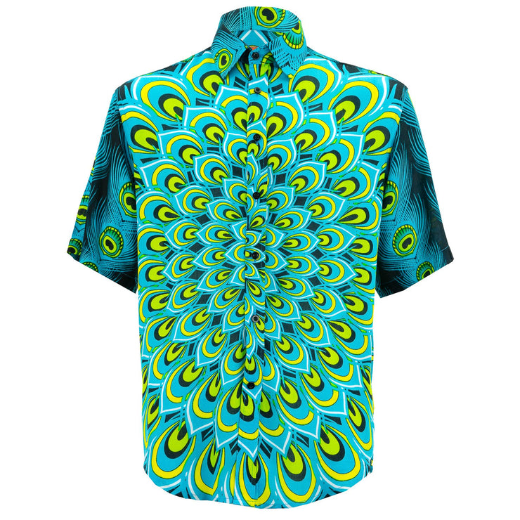 Regular Fit Short Sleeve Shirt - Peacock Mandala - Turquoise