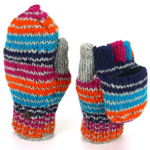 Wool Knit Shooter Gloves - Stripe Blue