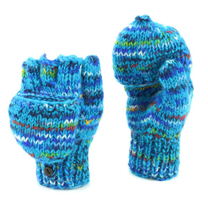 Gants de tir en laine tricotés à la main - mélange bleu vif sd