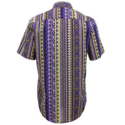 Tailored Fit Short Sleeve Shirt - Purple Aztec