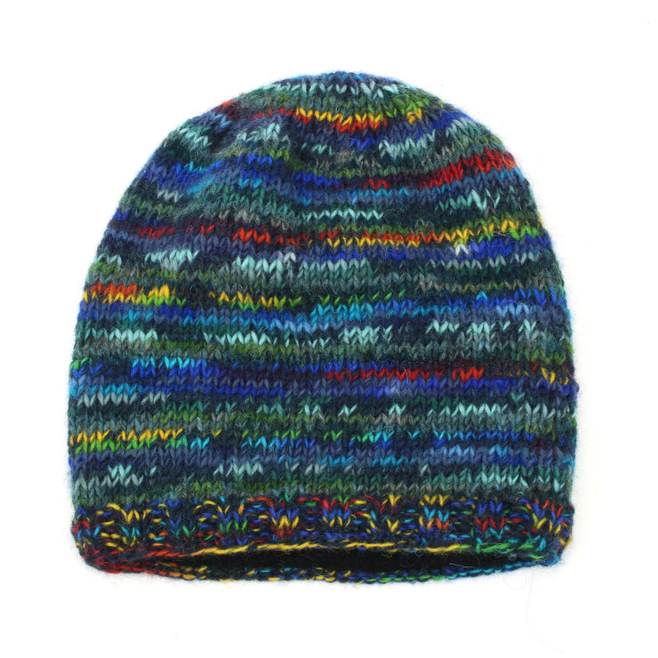 Hand Knitted Baggy Slouch Beanie Hat - SD Dark Blue Mix