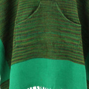 Soft Vegan Wool Hooded Tibet Poncho - Sunset Green