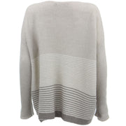 Wool Blend Knit Jumper with Fine Stripe Design - Nougat Brown