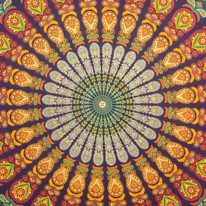 Block Printed Mandala Wall Hanging - Plum