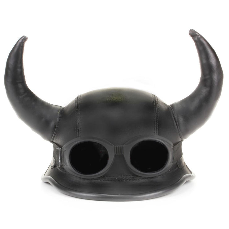 Viking Horned Novelty Festival Helmet with Goggles - Black