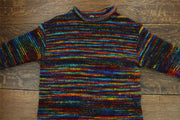 Hand Knitted Wool Jumper - SD Black Rainbow