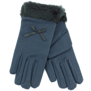 Handschuhe mit Pelzmanschetten – Marineblau
