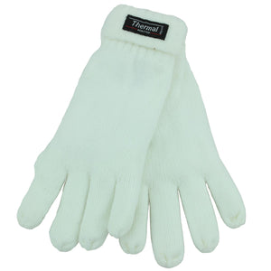 Fold Up Cuffs Thermal Gloves - White