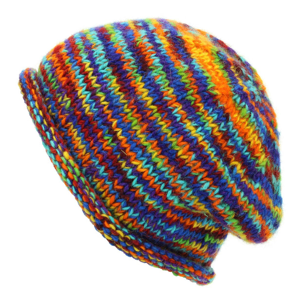 Hand Knitted Wool Beanie Hat - SD Rainbow