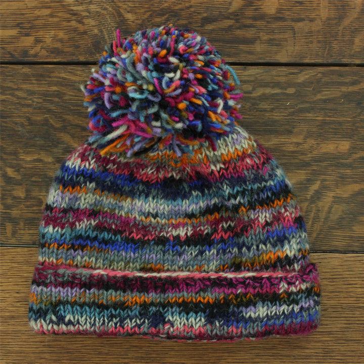 Hand Knitted Wool Beanie Bobble Hat - SD Electric
