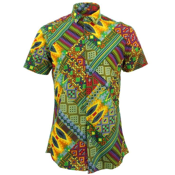 Tailored Fit Short Sleeve Shirt - Digital Diagonals